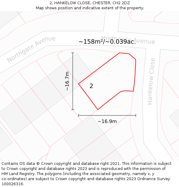 2, HANKELOW CLOSE, CHESTER, CH2 2DZ: Plot and title map
