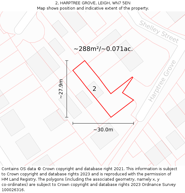 2, HARPTREE GROVE, LEIGH, WN7 5EN: Plot and title map