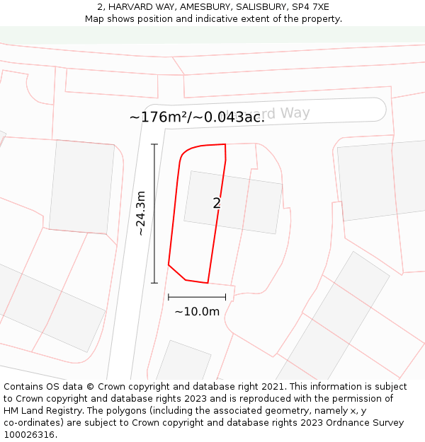 2, HARVARD WAY, AMESBURY, SALISBURY, SP4 7XE: Plot and title map