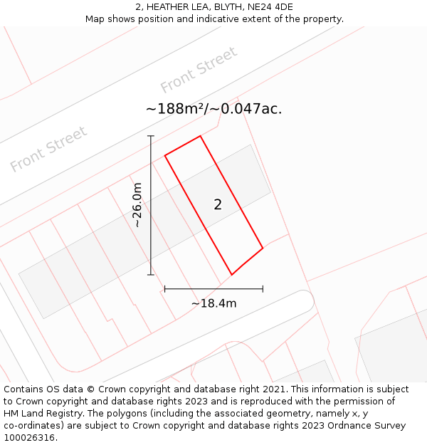 2, HEATHER LEA, BLYTH, NE24 4DE: Plot and title map