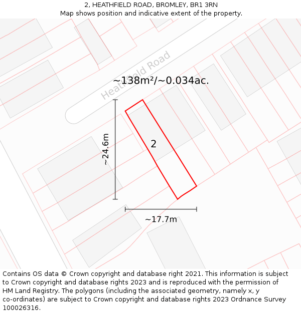 2, HEATHFIELD ROAD, BROMLEY, BR1 3RN: Plot and title map