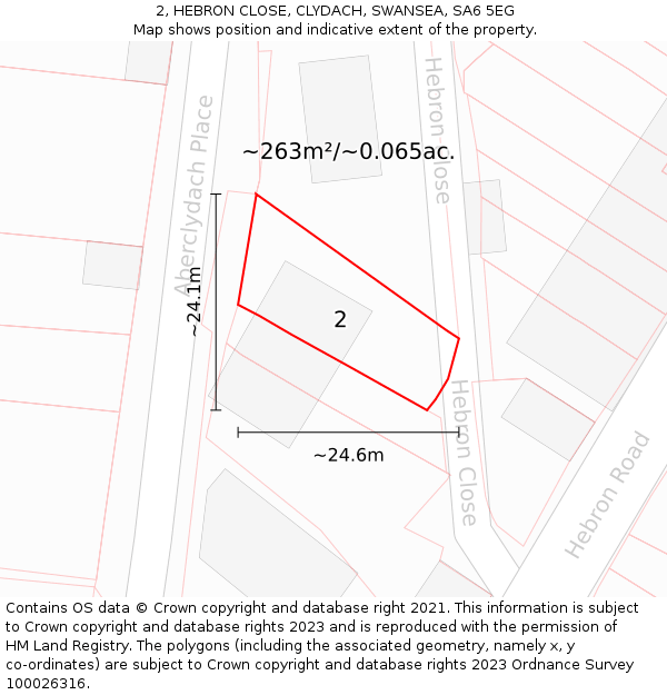 2, HEBRON CLOSE, CLYDACH, SWANSEA, SA6 5EG: Plot and title map