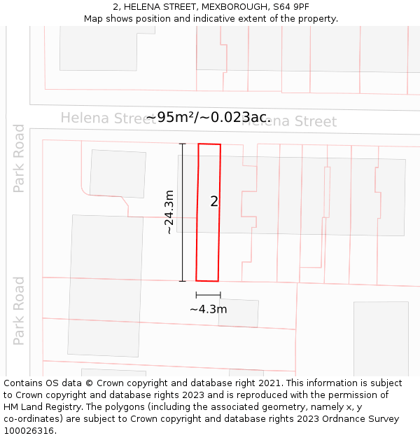 2, HELENA STREET, MEXBOROUGH, S64 9PF: Plot and title map