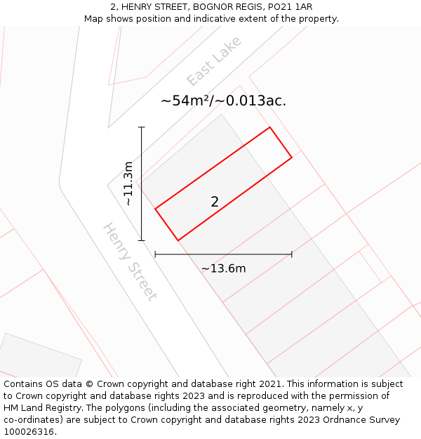 2, HENRY STREET, BOGNOR REGIS, PO21 1AR: Plot and title map
