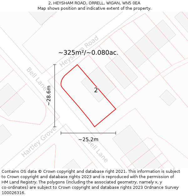 2, HEYSHAM ROAD, ORRELL, WIGAN, WN5 0EA: Plot and title map
