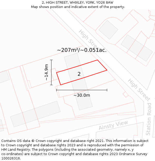 2, HIGH STREET, WHIXLEY, YORK, YO26 8AW: Plot and title map