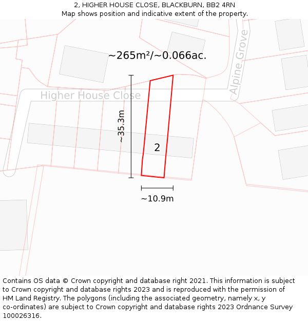 2, HIGHER HOUSE CLOSE, BLACKBURN, BB2 4RN: Plot and title map