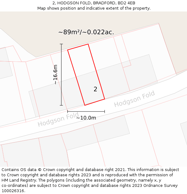 2, HODGSON FOLD, BRADFORD, BD2 4EB: Plot and title map