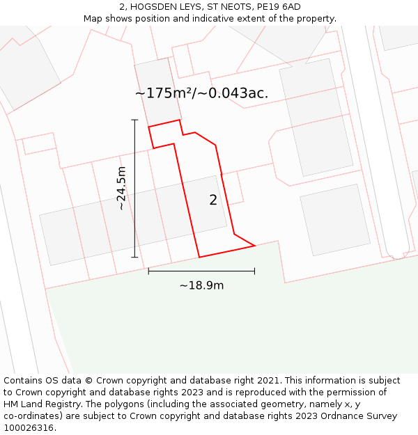 2, HOGSDEN LEYS, ST NEOTS, PE19 6AD: Plot and title map