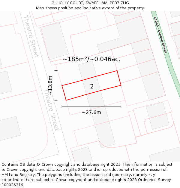 2, HOLLY COURT, SWAFFHAM, PE37 7HG: Plot and title map