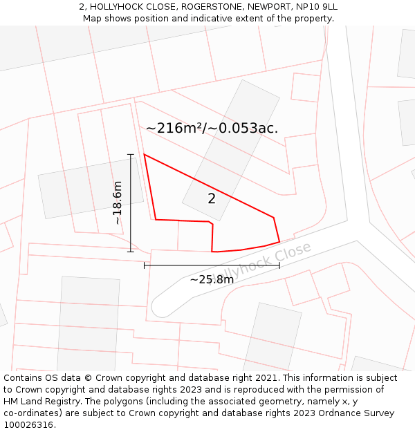 2, HOLLYHOCK CLOSE, ROGERSTONE, NEWPORT, NP10 9LL: Plot and title map