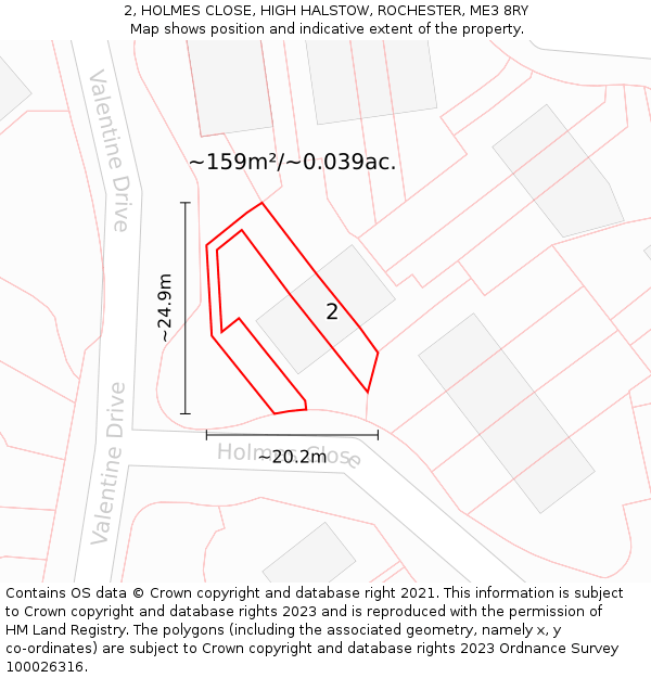 2, HOLMES CLOSE, HIGH HALSTOW, ROCHESTER, ME3 8RY: Plot and title map