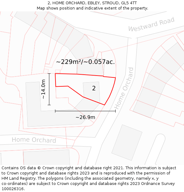 2, HOME ORCHARD, EBLEY, STROUD, GL5 4TT: Plot and title map