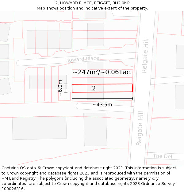 2, HOWARD PLACE, REIGATE, RH2 9NP: Plot and title map