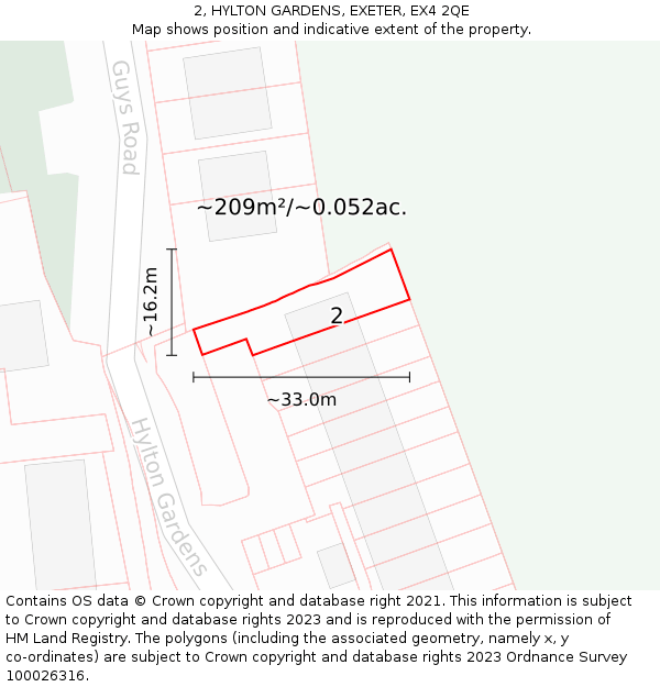 2, HYLTON GARDENS, EXETER, EX4 2QE: Plot and title map
