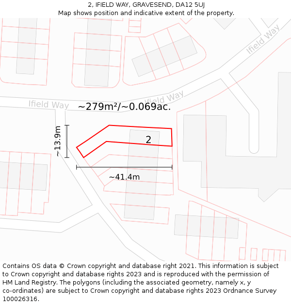 2, IFIELD WAY, GRAVESEND, DA12 5UJ: Plot and title map