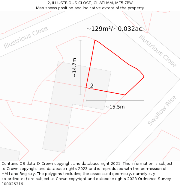 2, ILLUSTRIOUS CLOSE, CHATHAM, ME5 7RW: Plot and title map
