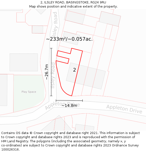 2, ILSLEY ROAD, BASINGSTOKE, RG24 9RU: Plot and title map