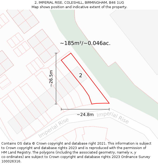 2, IMPERIAL RISE, COLESHILL, BIRMINGHAM, B46 1UG: Plot and title map