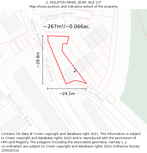 2, INGLETON MEWS, BURY, BL8 1UT: Plot and title map