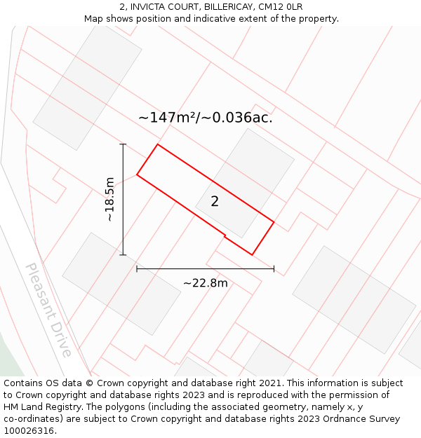 2, INVICTA COURT, BILLERICAY, CM12 0LR: Plot and title map