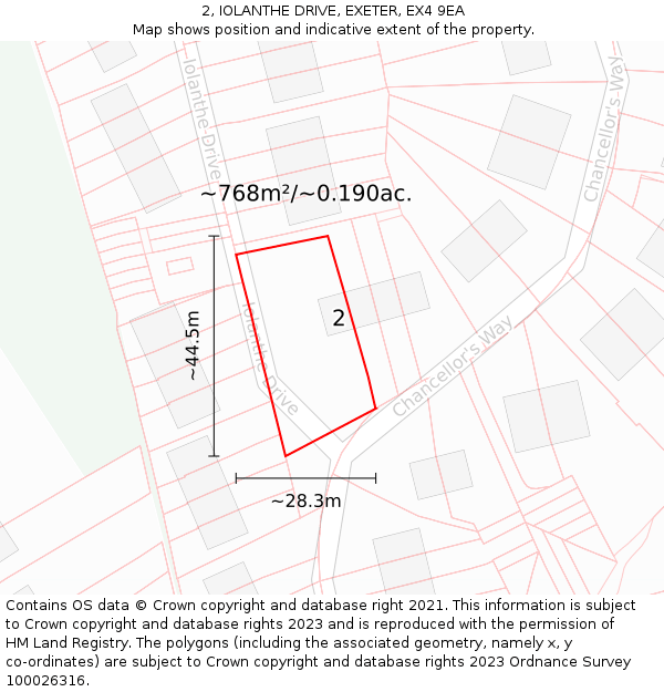 2, IOLANTHE DRIVE, EXETER, EX4 9EA: Plot and title map