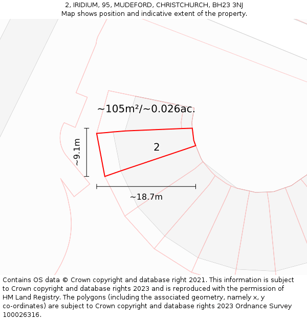 2, IRIDIUM, 95, MUDEFORD, CHRISTCHURCH, BH23 3NJ: Plot and title map