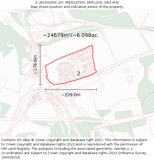 2, JACKSONS LEY, MIDDLETON, MATLOCK, DE4 4NX: Plot and title map