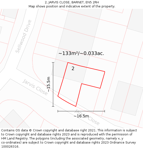2, JARVIS CLOSE, BARNET, EN5 2RH: Plot and title map