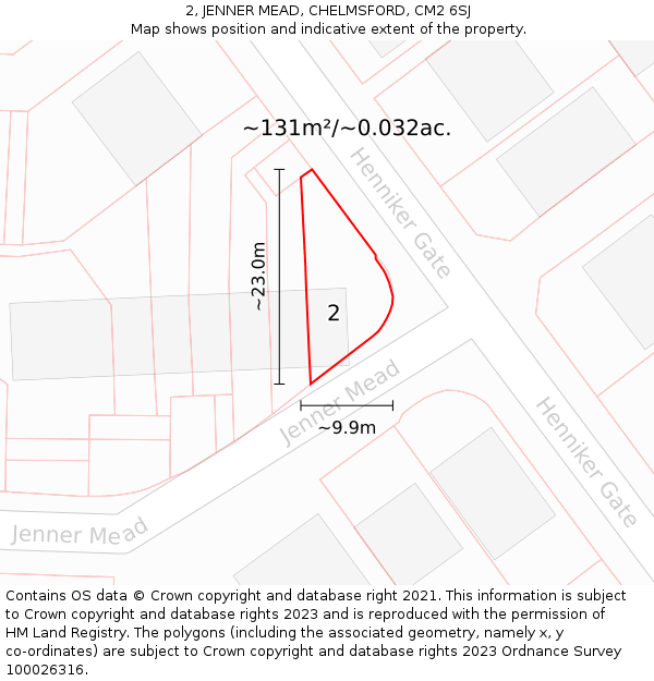2, JENNER MEAD, CHELMSFORD, CM2 6SJ: Plot and title map