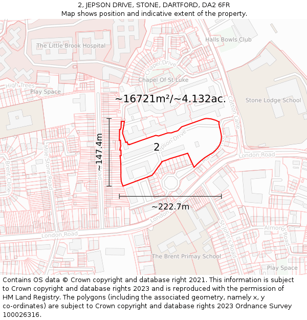 2, JEPSON DRIVE, STONE, DARTFORD, DA2 6FR: Plot and title map