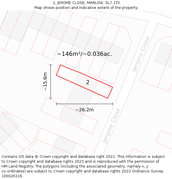 2, JEROME CLOSE, MARLOW, SL7 1TX: Plot and title map