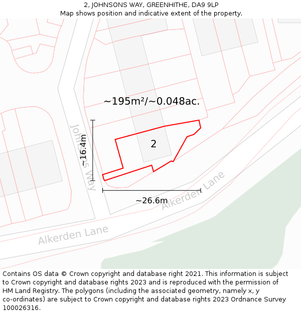 2, JOHNSONS WAY, GREENHITHE, DA9 9LP: Plot and title map