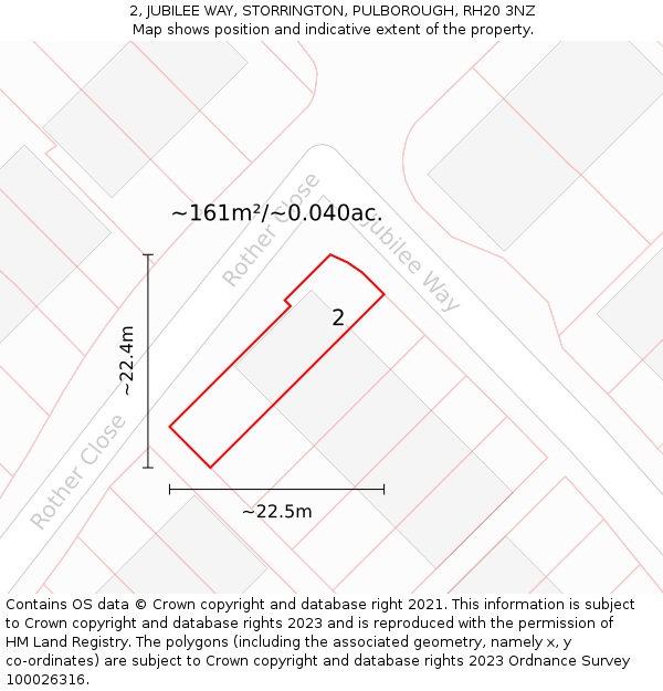 2, JUBILEE WAY, STORRINGTON, PULBOROUGH, RH20 3NZ: Plot and title map