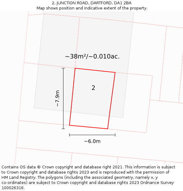 2, JUNCTION ROAD, DARTFORD, DA1 2BA: Plot and title map
