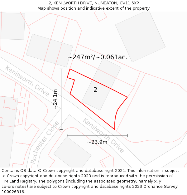 2, KENILWORTH DRIVE, NUNEATON, CV11 5XP: Plot and title map