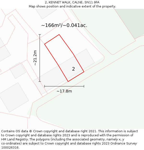 2, KENNET WALK, CALNE, SN11 9FA: Plot and title map