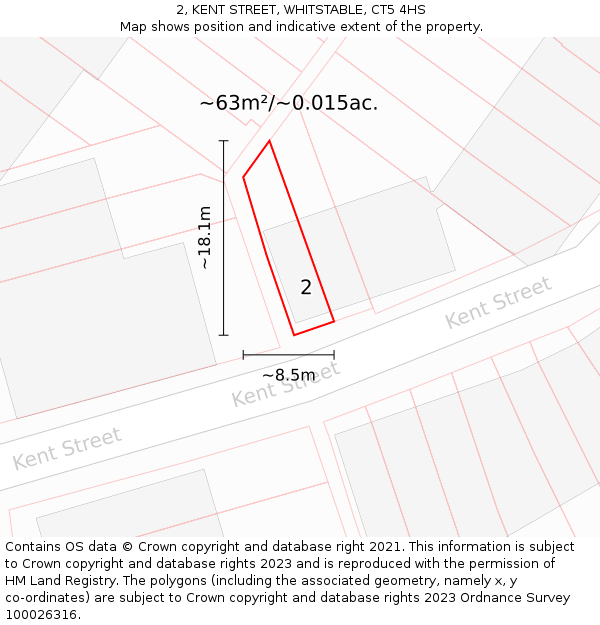 2, KENT STREET, WHITSTABLE, CT5 4HS: Plot and title map