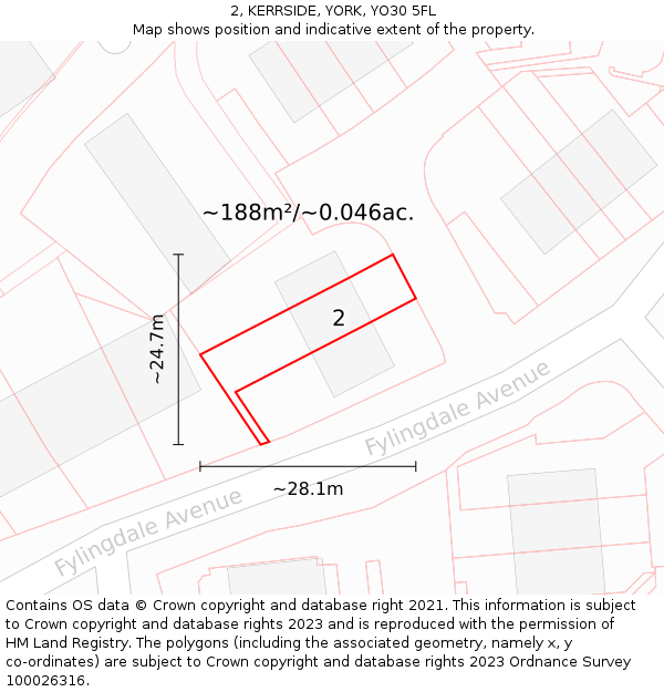 2, KERRSIDE, YORK, YO30 5FL: Plot and title map