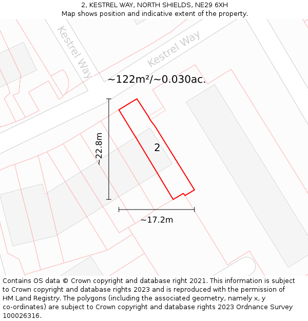 2, KESTREL WAY, NORTH SHIELDS, NE29 6XH: Plot and title map