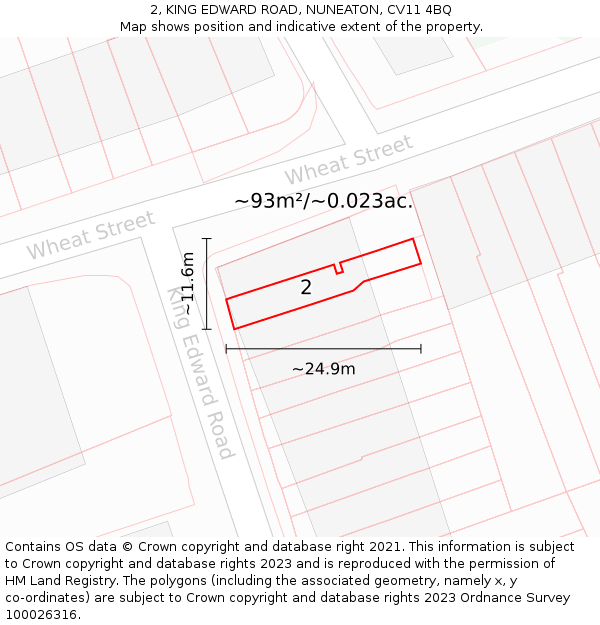 2, KING EDWARD ROAD, NUNEATON, CV11 4BQ: Plot and title map