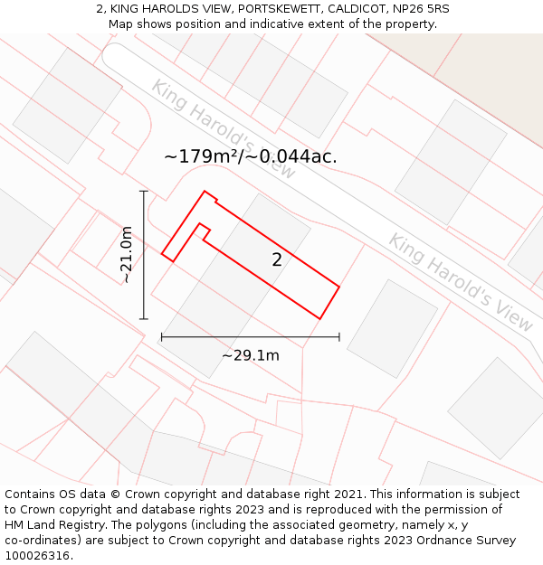 2, KING HAROLDS VIEW, PORTSKEWETT, CALDICOT, NP26 5RS: Plot and title map