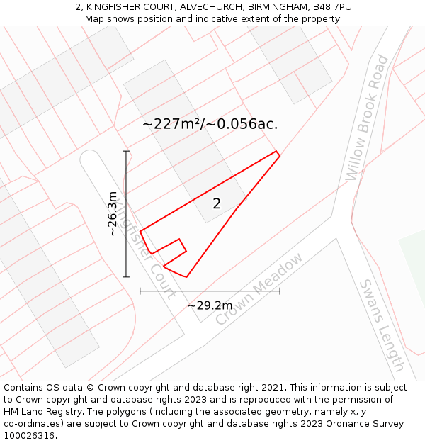2, KINGFISHER COURT, ALVECHURCH, BIRMINGHAM, B48 7PU: Plot and title map
