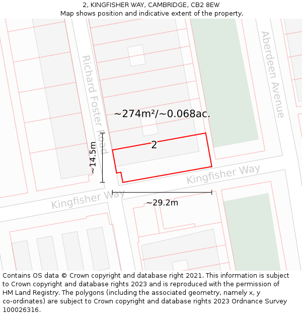 2, KINGFISHER WAY, CAMBRIDGE, CB2 8EW: Plot and title map