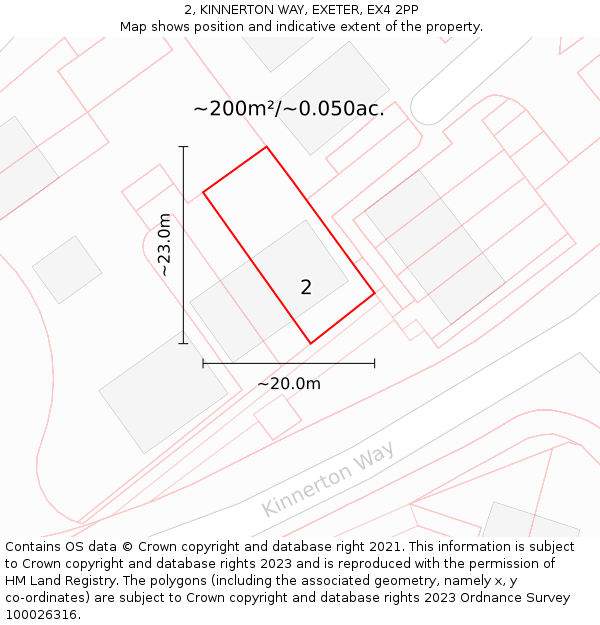 2, KINNERTON WAY, EXETER, EX4 2PP: Plot and title map