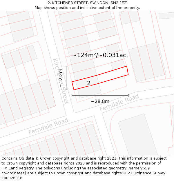 2, KITCHENER STREET, SWINDON, SN2 1EZ: Plot and title map