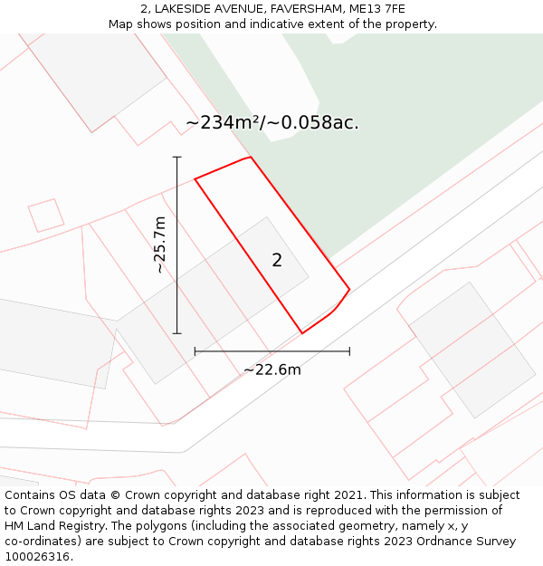 2, LAKESIDE AVENUE, FAVERSHAM, ME13 7FE: Plot and title map