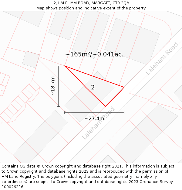 2, LALEHAM ROAD, MARGATE, CT9 3QA: Plot and title map