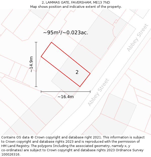 2, LAMMAS GATE, FAVERSHAM, ME13 7ND: Plot and title map