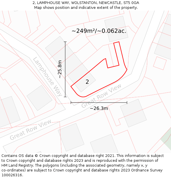 2, LAMPHOUSE WAY, WOLSTANTON, NEWCASTLE, ST5 0GA: Plot and title map